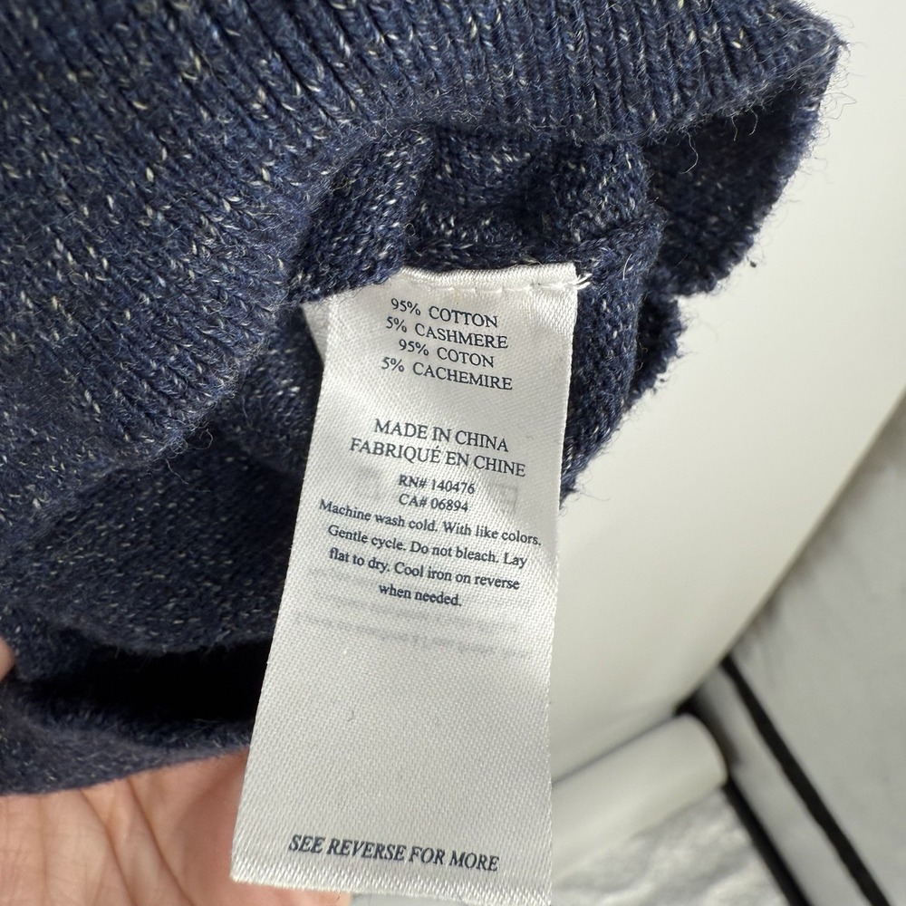 Faherty Sweater Men's XL Blue Pullover 1/4 Zip Classic Cotton Cashmere Blend - Picture 3 of 7